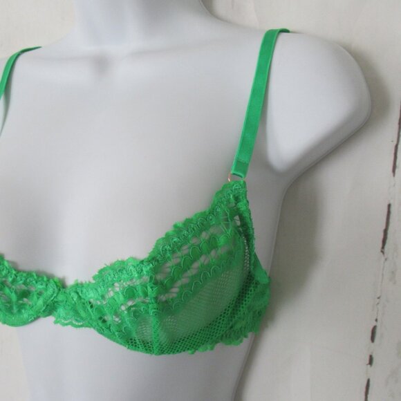 Fenty X Savage 32B Green Lace Push Up Bra Underwire Back Closure - Picture 4 of 6